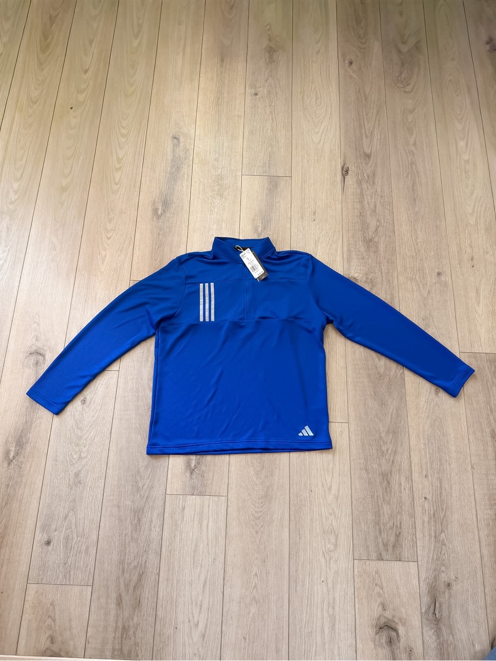 ADIDAS 3-STRIPES DOUBLE KNIT QUARTER-ZIP GOLF PULLOVER ROYAL BLUE SZ L NWT